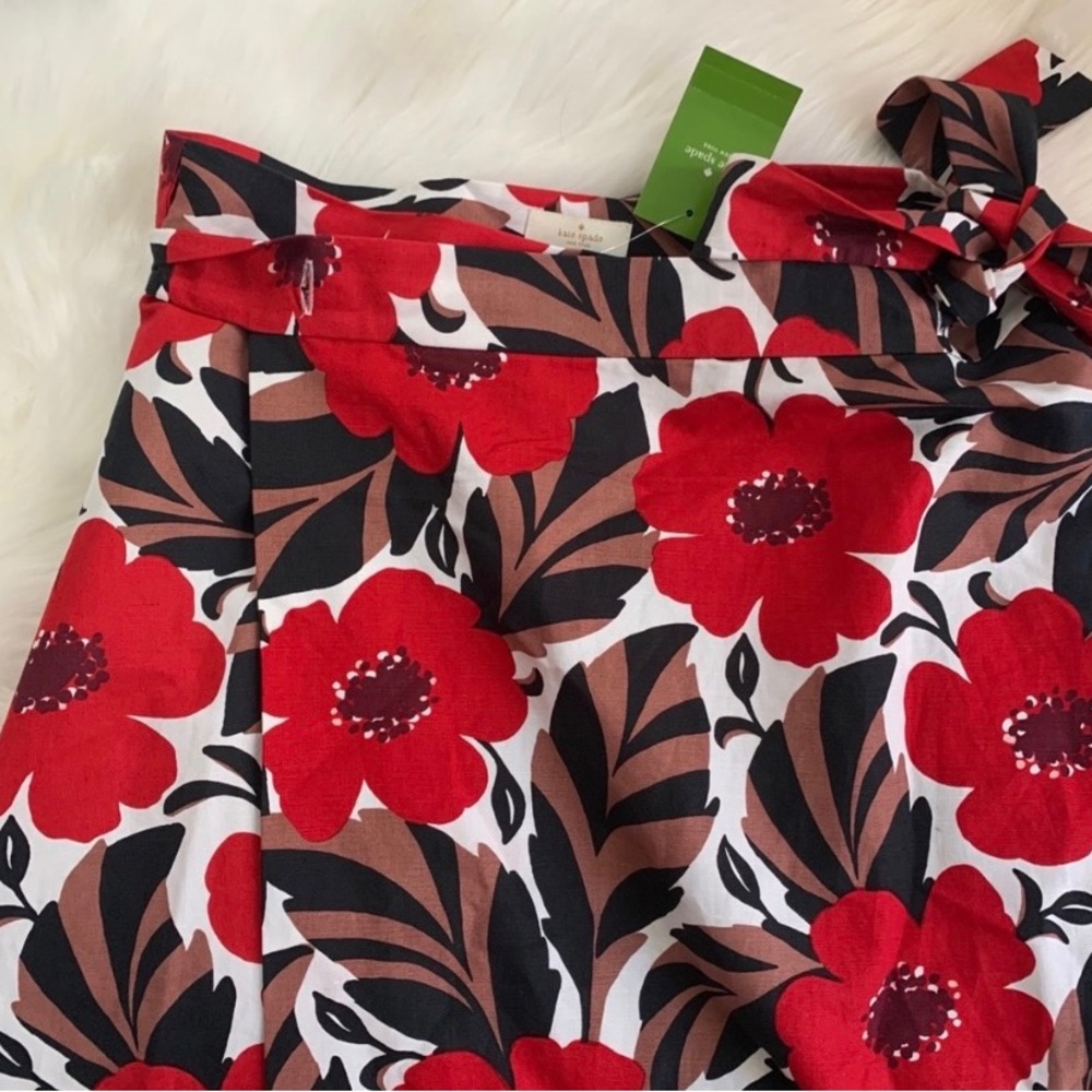 KATE SPADE floral A-line wrap skirt